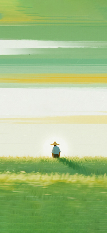 田园风光农民劳作插画背景