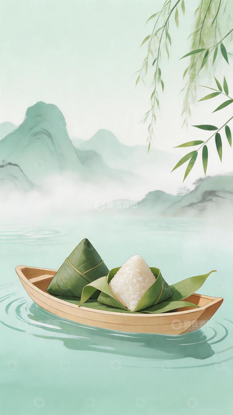 高清大图下载【趣麦麦图】端午节背景竖版