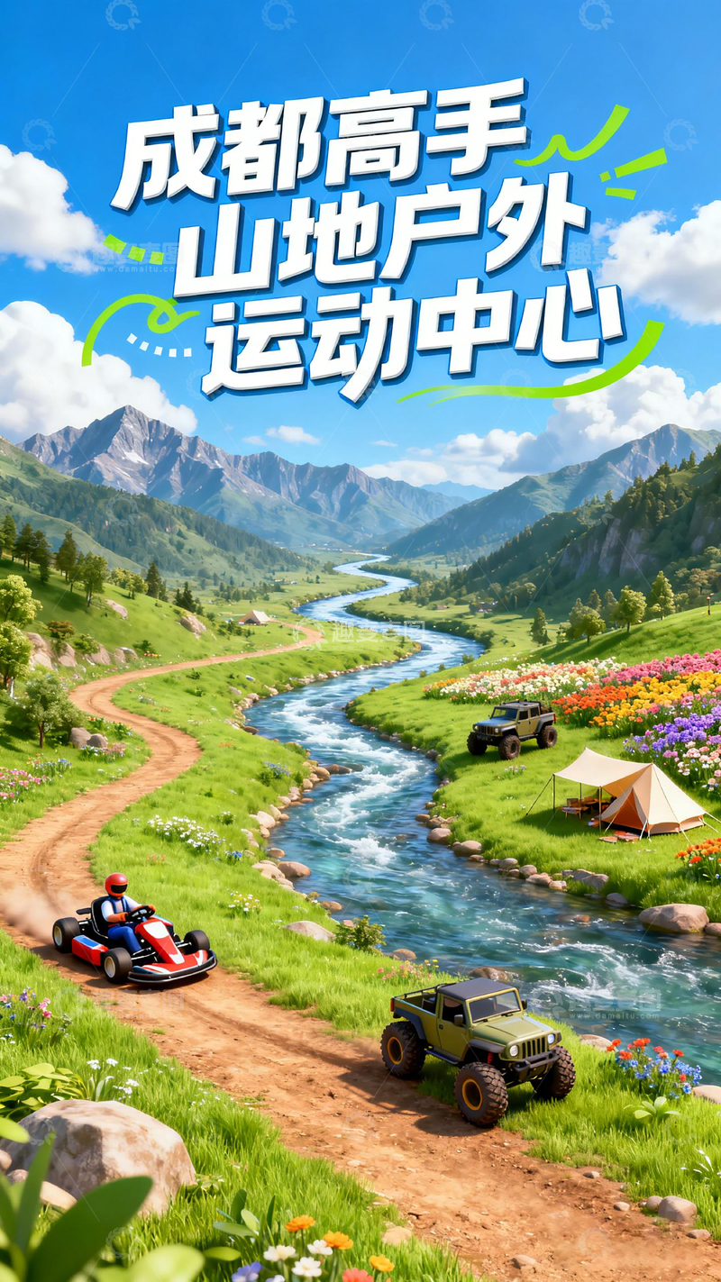高清大图下载【趣麦麦图】山地户外运动中心风光海报