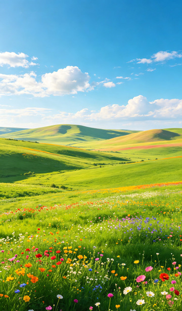花海春光山丘风景壁纸