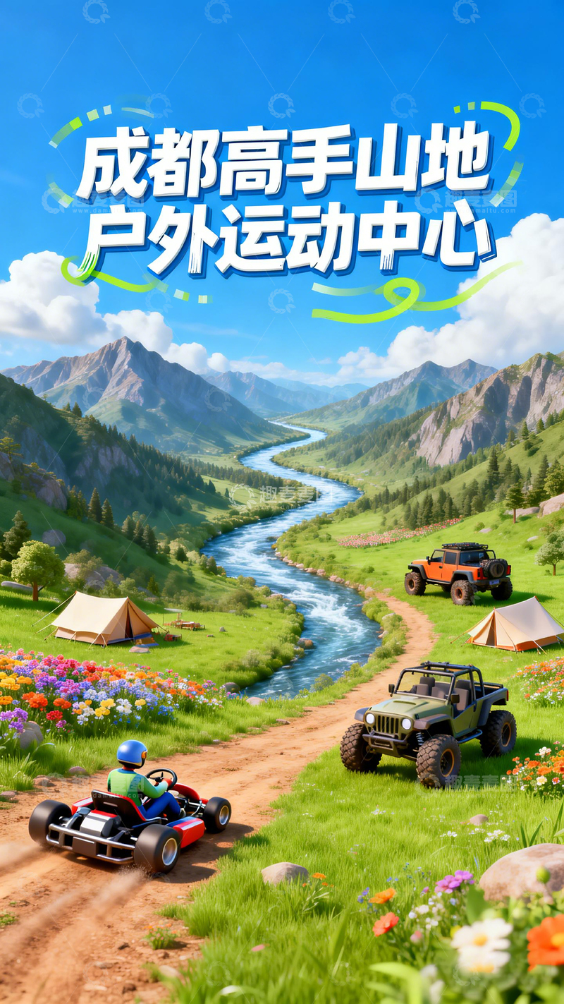 高清大图下载【趣麦麦图】山地户外运动中心宣传海报