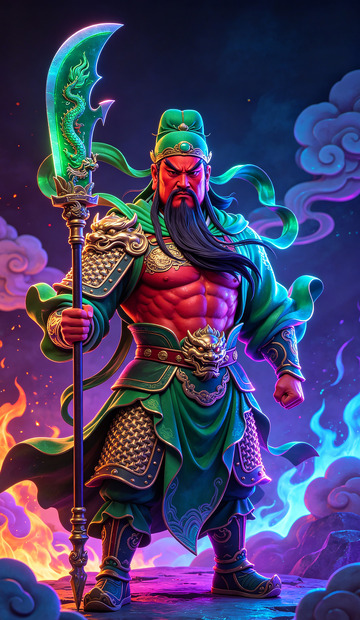 神话风格武将关羽插画