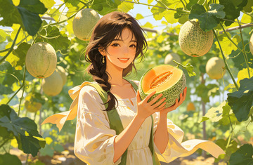田园风少女瓜果插画素材包装设计
