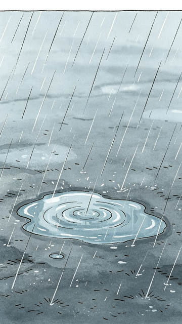 雨中涟漪水彩画