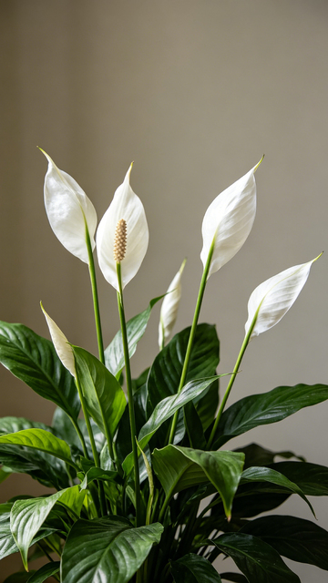 白掌花盆栽特写摄影