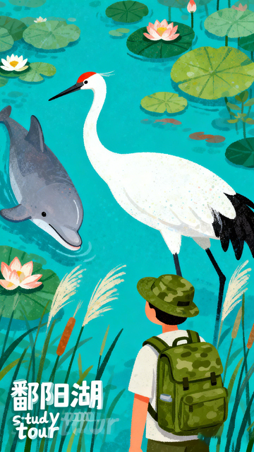 鄱阳湖湿地探险插画