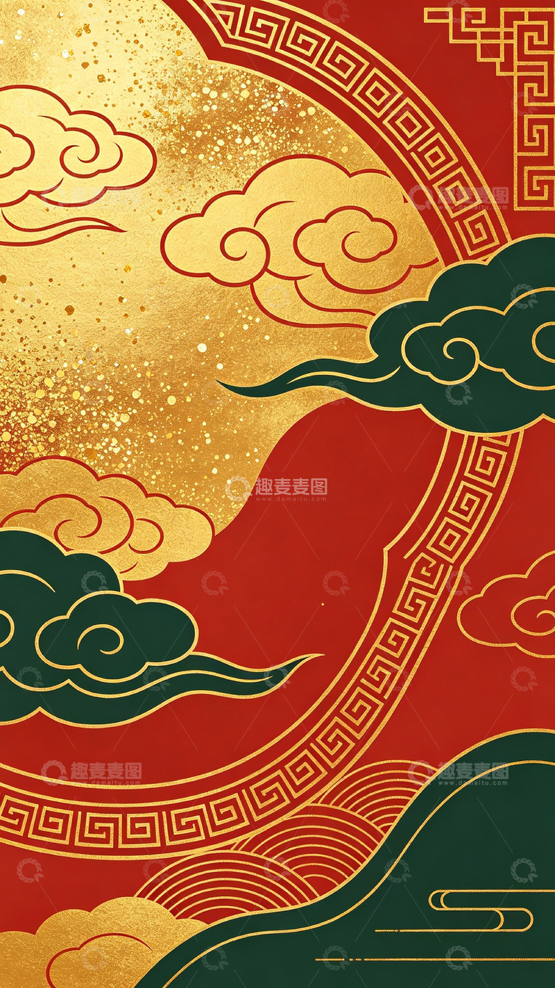 高清大图下载【趣麦麦图】-中国传统祥云图案装饰画