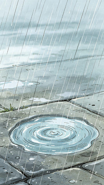雨中积水涟漪动漫场景