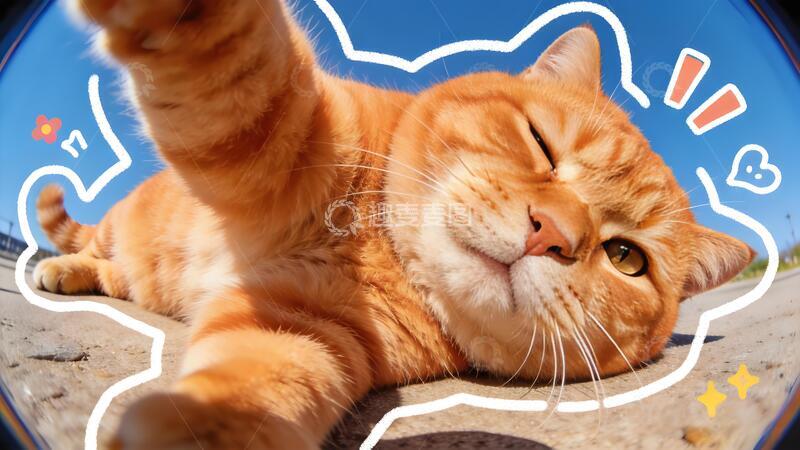 高清大图下载【趣麦麦图】橘猫悠闲生活卡通风格创意涂鸦风