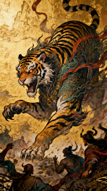 古风猛虎神话艺术插画