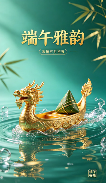 龙舟粽香节日祝福图