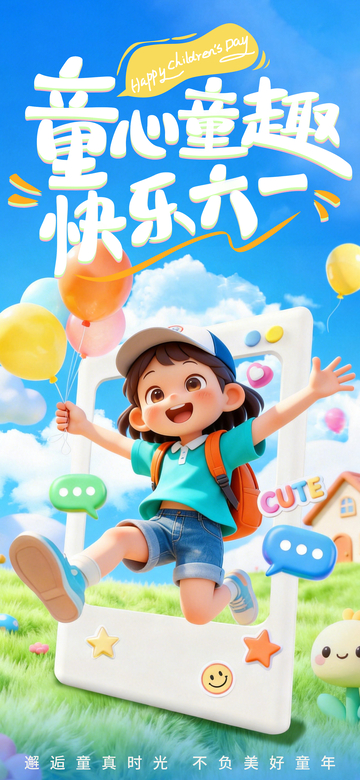 童趣卡通六一宣传海报
