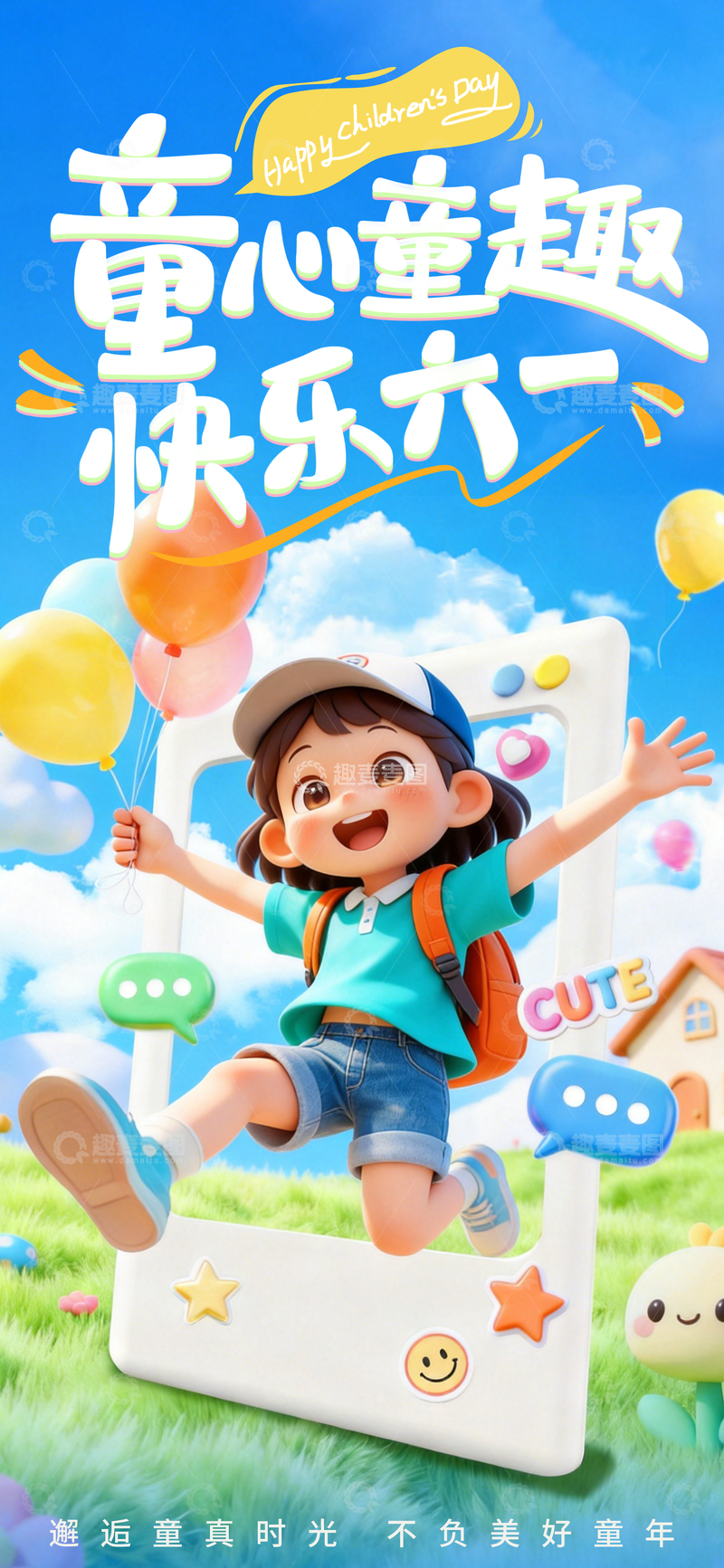 源文件下载【趣麦麦图】童趣卡通六一宣传海报