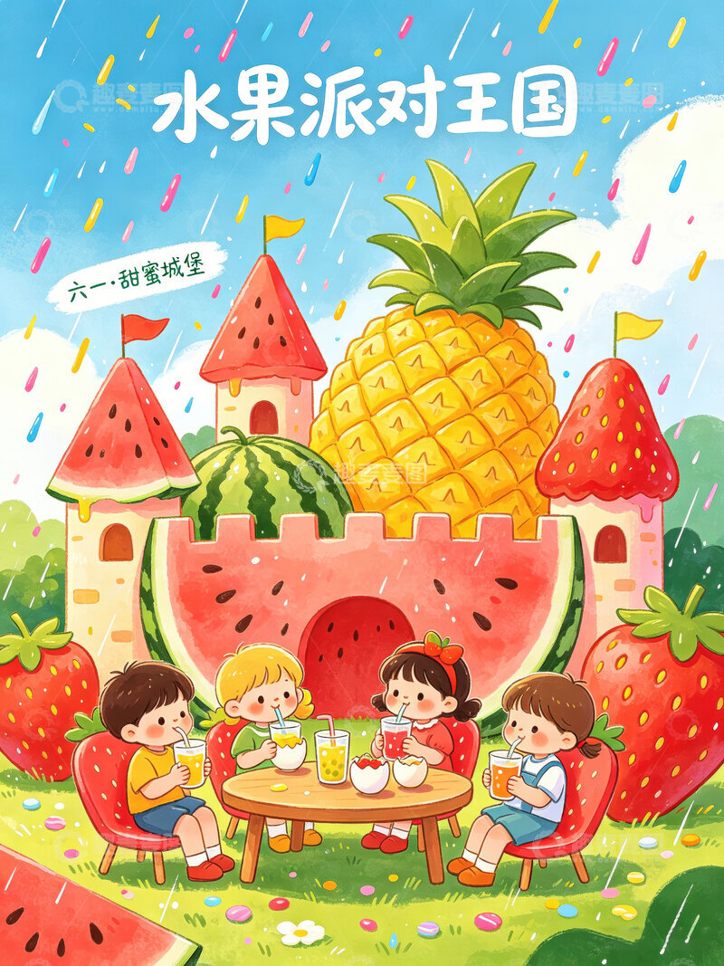 高清大图下载【趣麦麦图】欢乐，童真，彩带