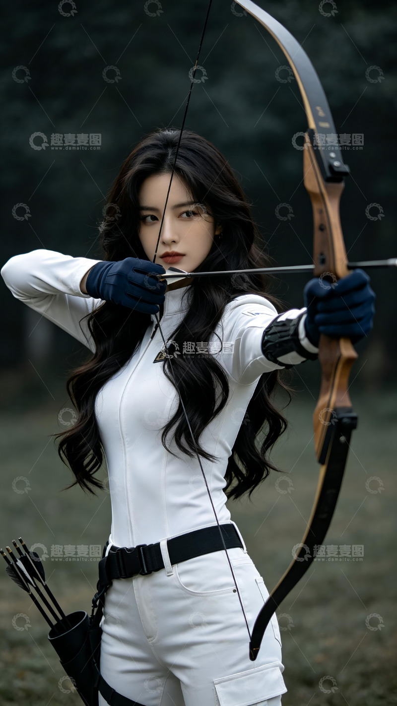 高清大图下载【趣麦麦图】户外射箭运动女子摄影2