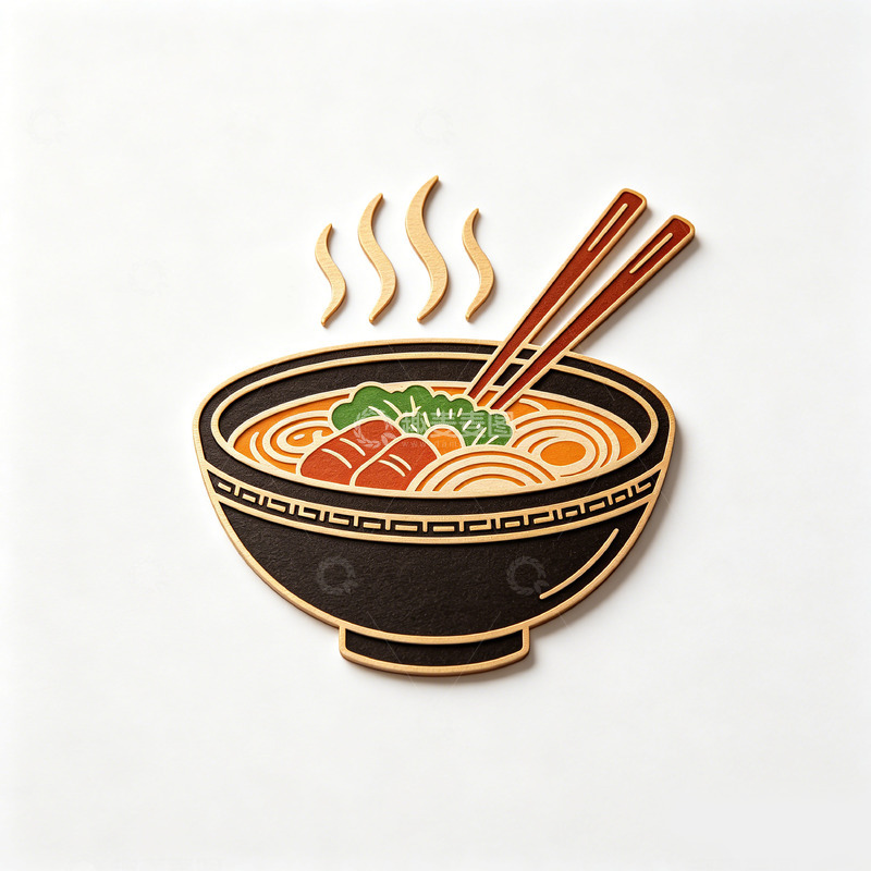 高清大图下载【趣麦麦图】简洁风拉面美食插画