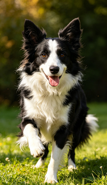 边境牧羊犬奔跑草地