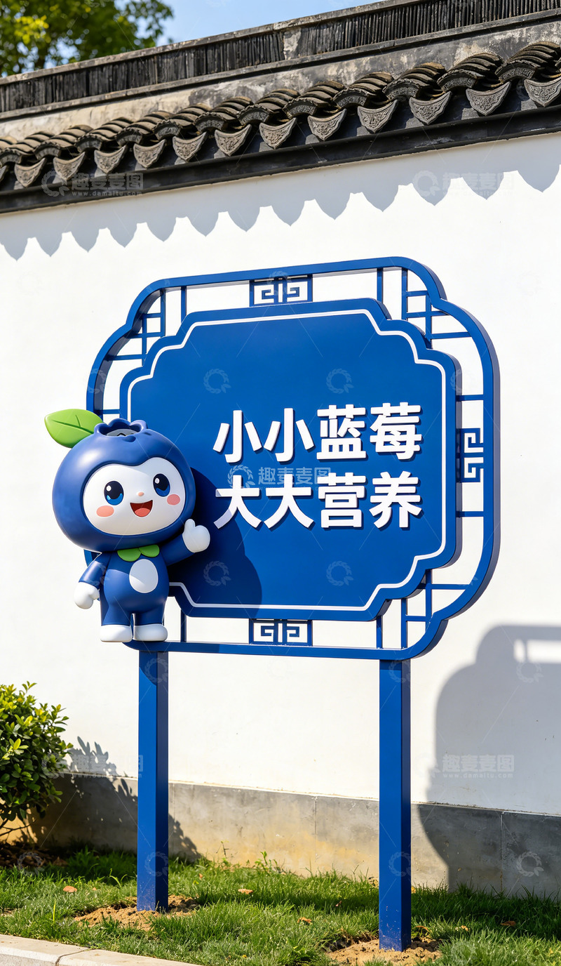 高清大图下载【趣麦麦图】蓝莓卡通景观标识牌设计