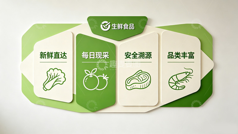 高清大图下载【趣麦麦图】-绿色生鲜食品文化墙海报设计模板