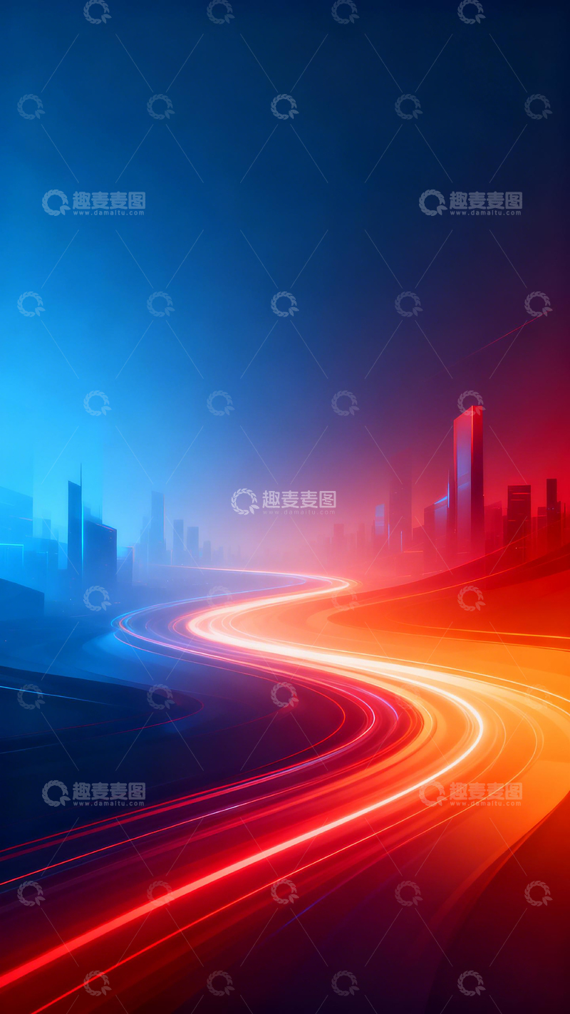 高清大图下载【趣麦麦图】未来城市光轨夜景