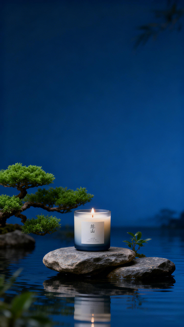 静谧夜晚蜡烛风景摄影