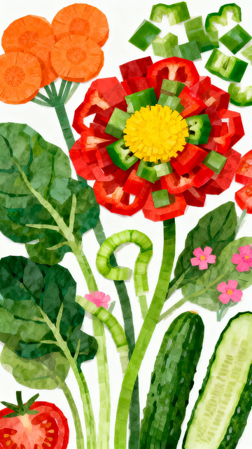 蔬菜拼贴艺术画