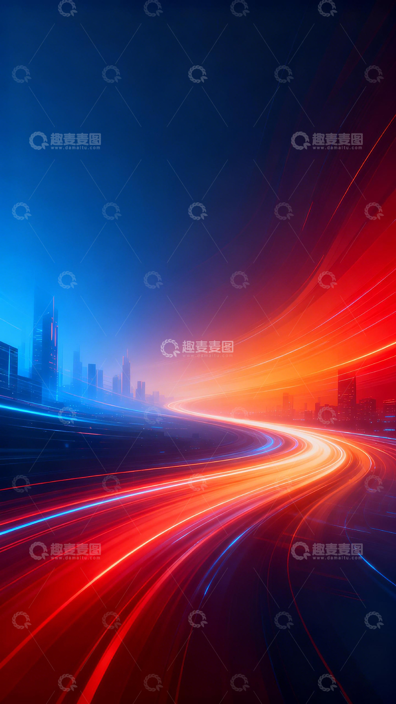 高清大图下载【趣麦麦图】未来都市光轨视觉效果