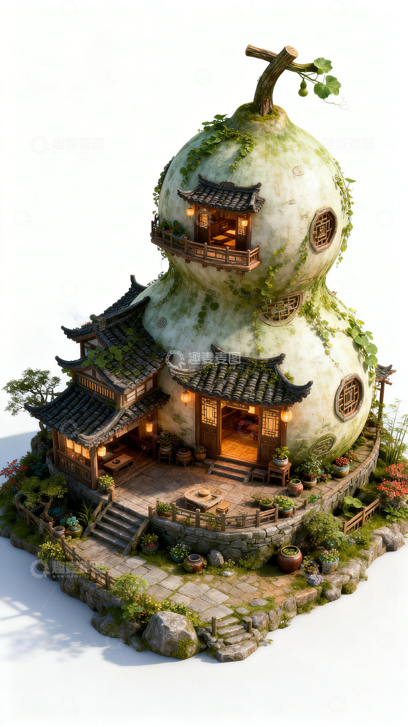 高清大图下载【趣麦麦图】葫芦屋古风微缩景观模型