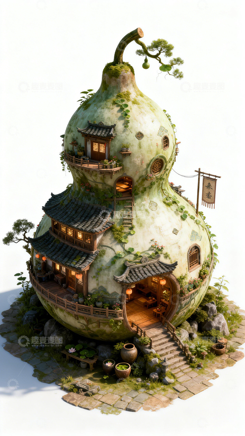 高清大图下载【趣麦麦图】葫芦屋古风建筑艺术模型