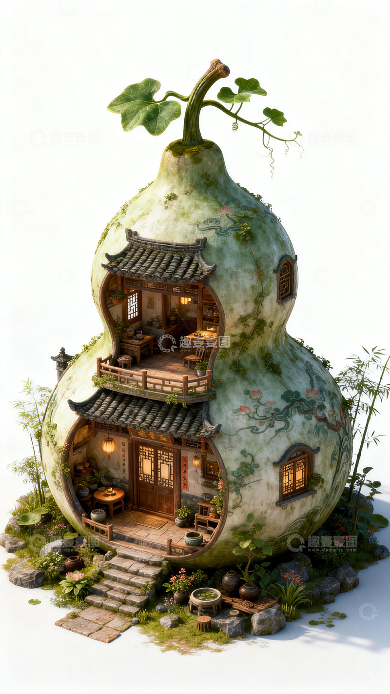 高清大图下载【趣麦麦图】葫芦屋创意插画