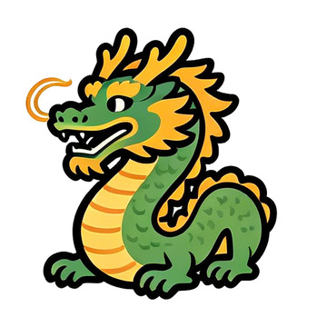 卡通中国龙图案插画设计素材