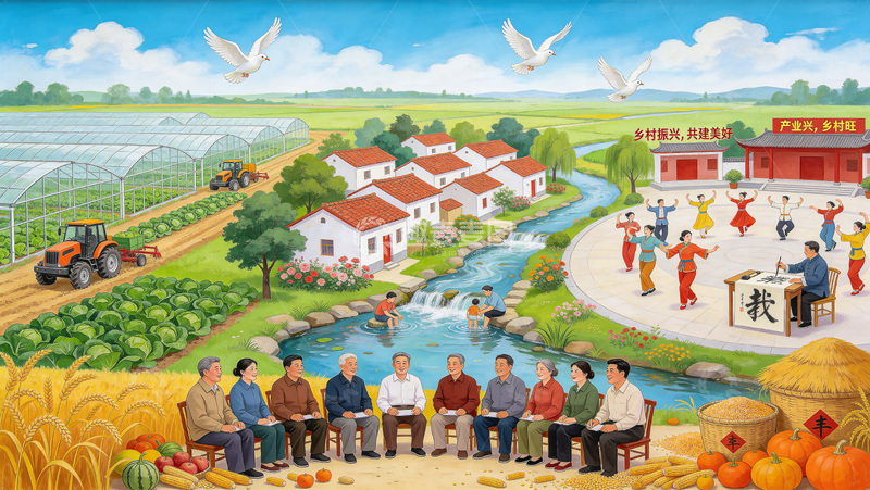 高清大图下载【趣麦麦图】乡村发展充满希望与活力
