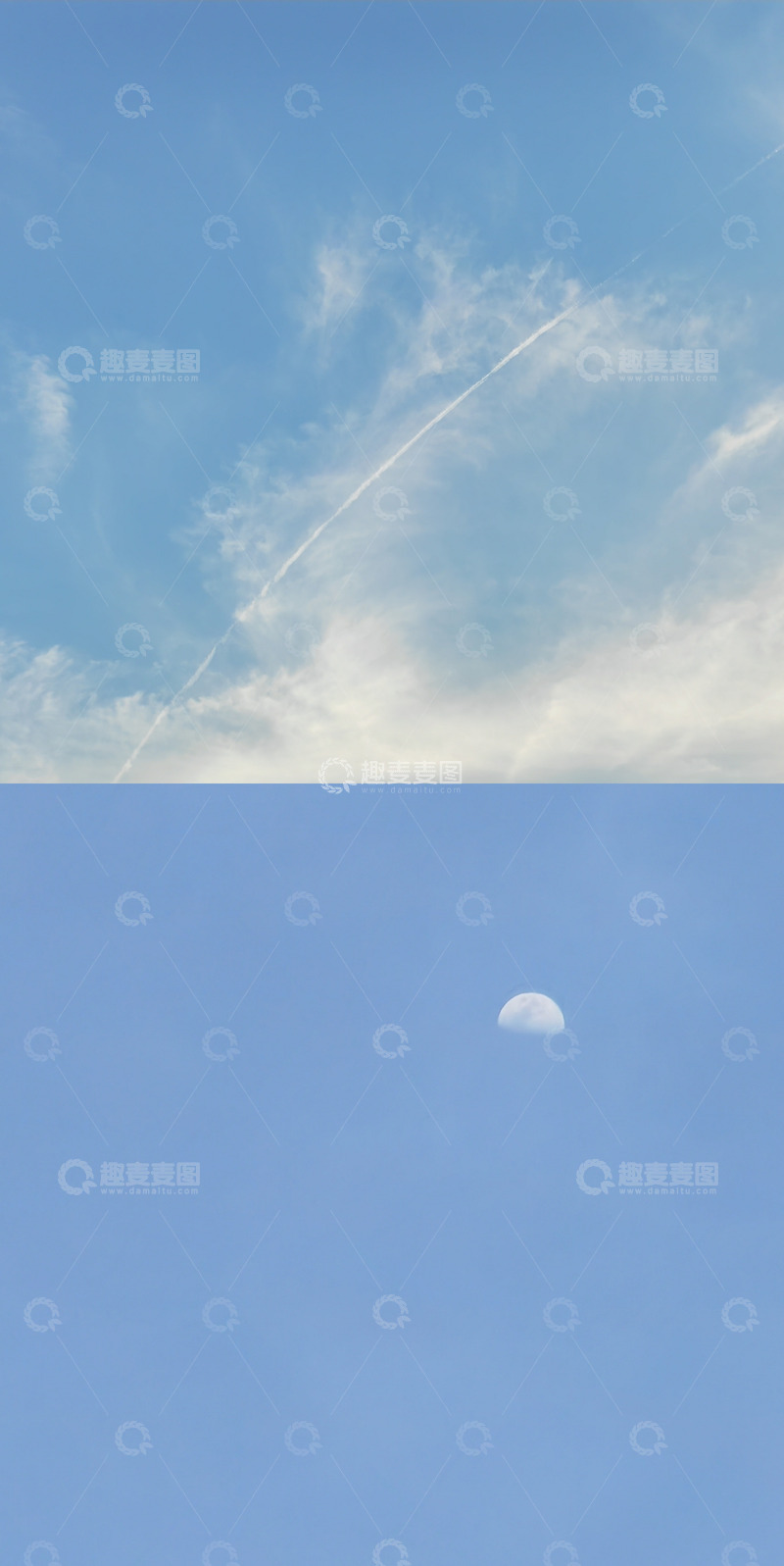 高清大图下载【趣麦麦图】蓝天白云月亮美景