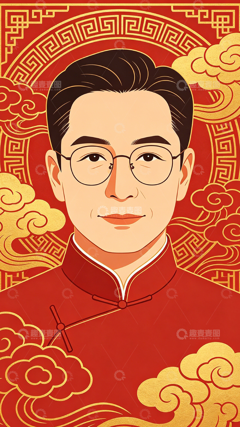 高清大图下载【趣麦麦图】中国风喜庆人物插画