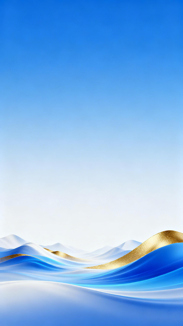 蓝金波浪抽象山水设计素材
