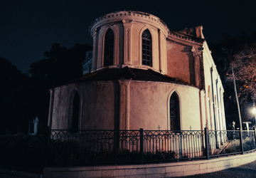 夜色厦门鼓浪屿古堡古建圆形建筑