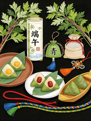 艾草中国结等端午素材