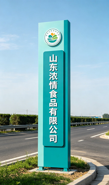公路旁竖立食品公司标识牌
