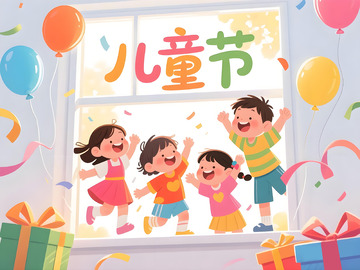 儿童节欢乐插画素材