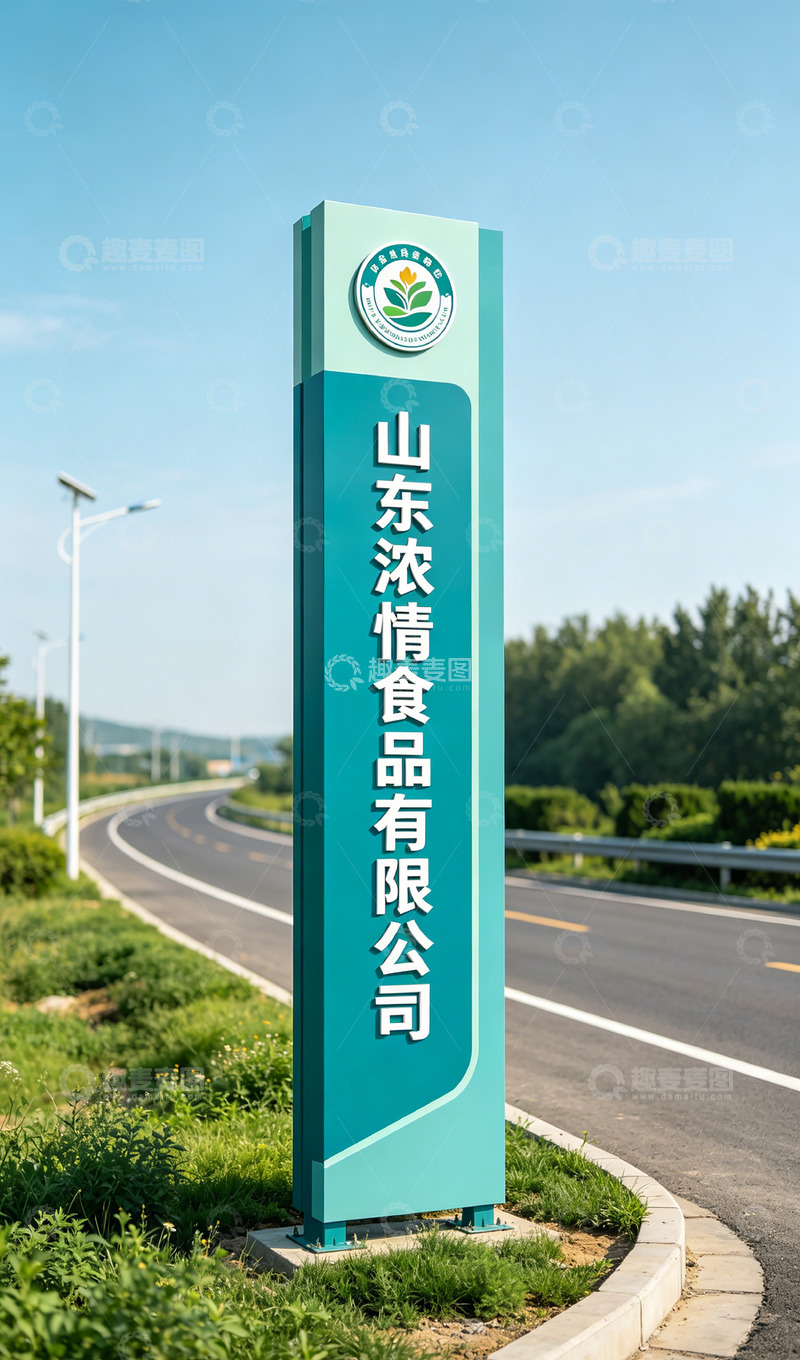 高清大图下载【趣麦麦图】路标山东食品公司标识牌