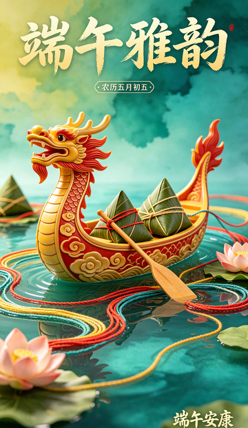 龙舟粽香节日插画