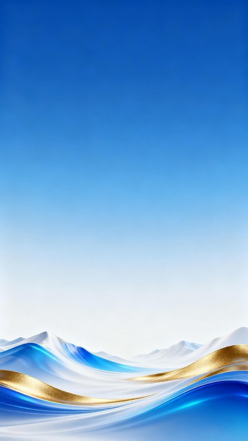 蓝金色波浪抽象背景图