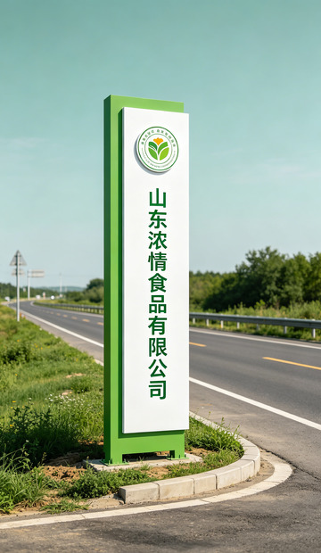 绿色公路标志食品公司指示牌