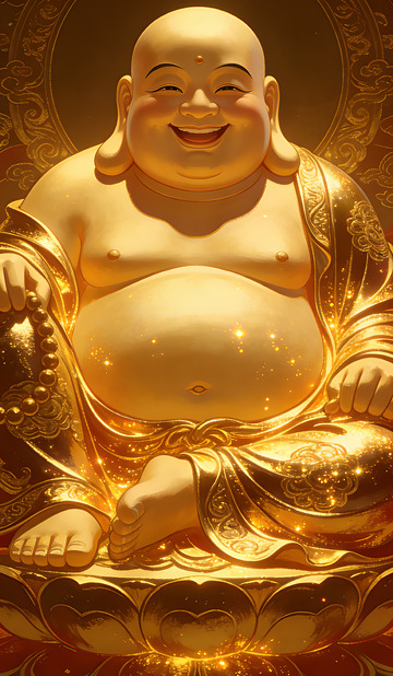 金色弥勒佛祥和图像