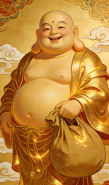 金色弥勒佛笑佛祥瑞图像