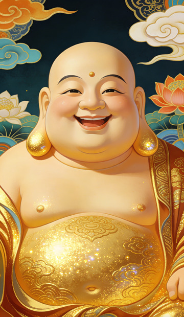 金色弥勒佛像艺术插画