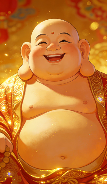 笑容满面弥勒佛喜庆插画