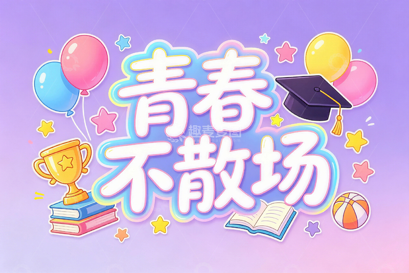 源文件下载【趣麦麦图】青春不散场毕业季艺术字