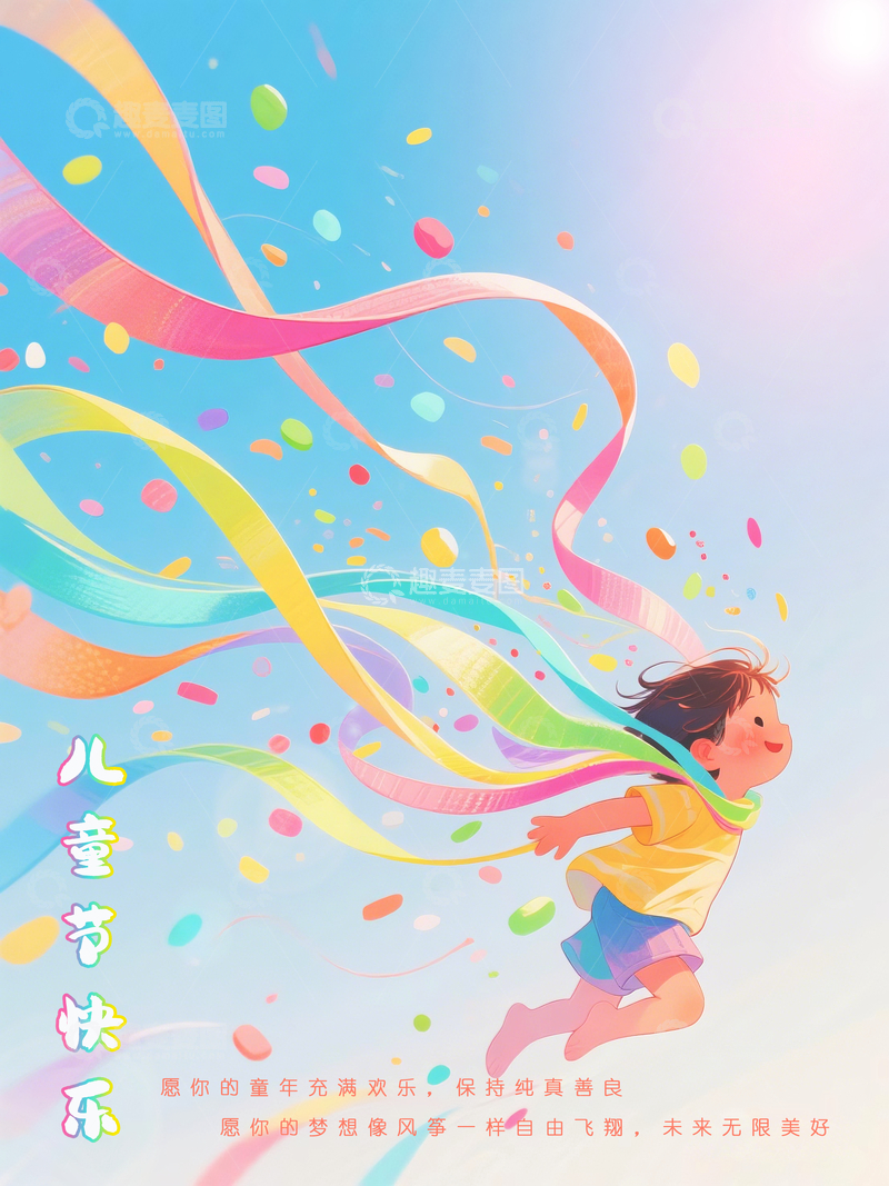 源文件下载【趣麦麦图】卡通风儿童节欢乐插画
