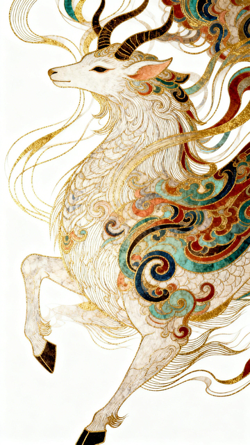 古风神兽鹿艺术插画
